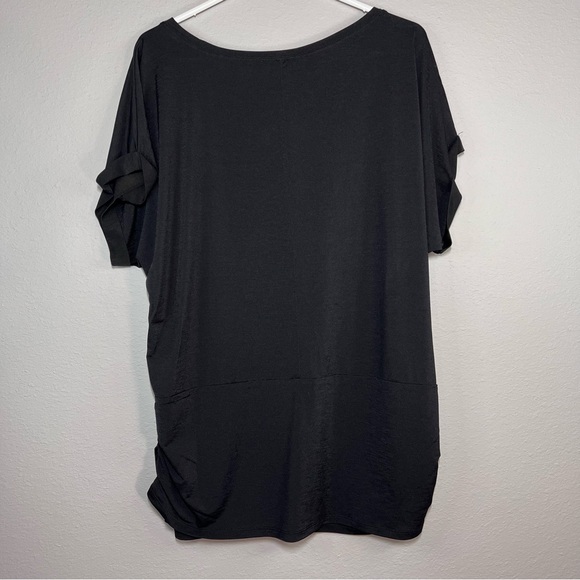 Cato Black Relaxed Fit Ruched Short Sleeved Blouse - Picture 4 of 4
